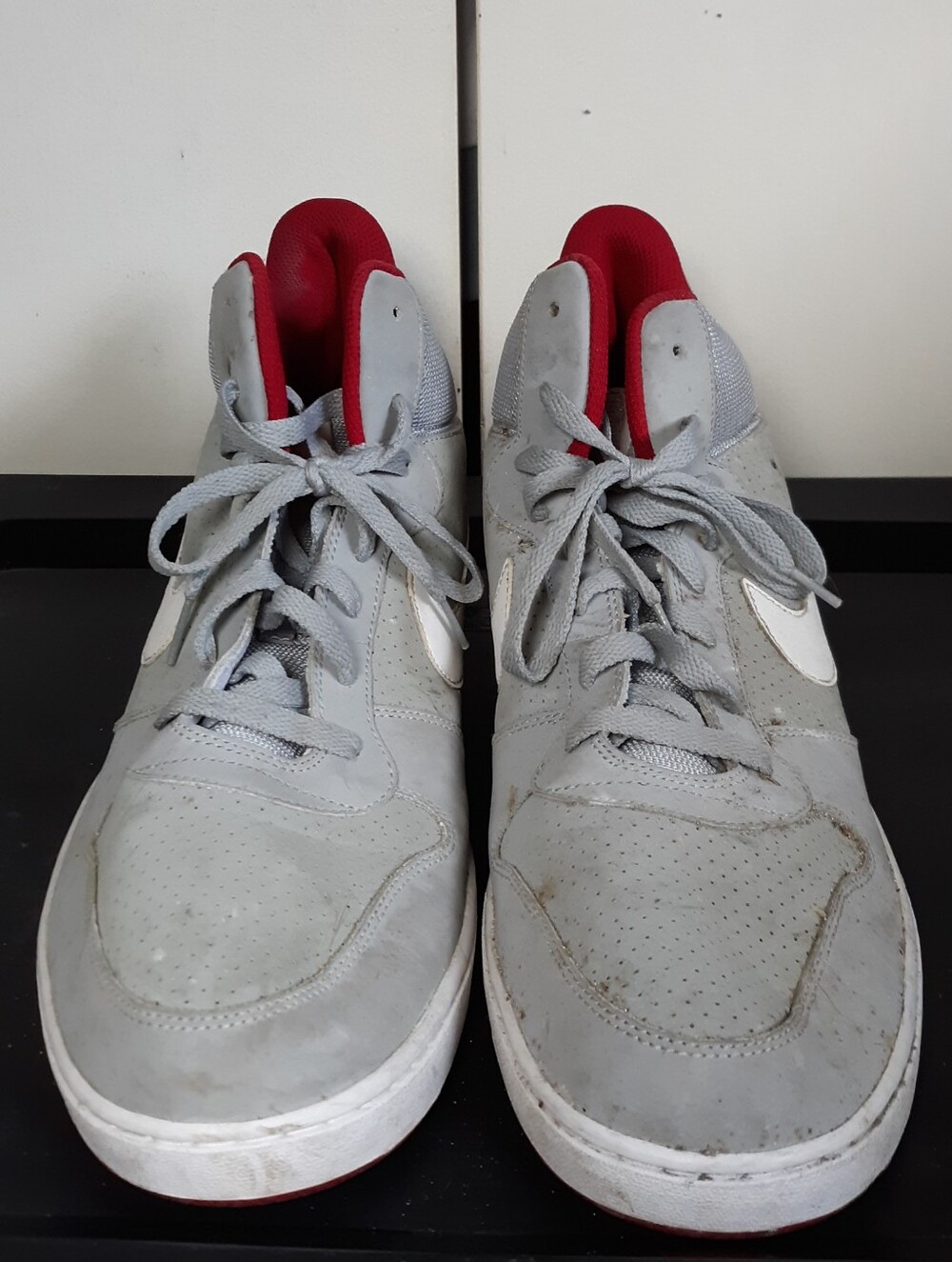 Nike Court Borough Mid Wolf Grey White Gym Red Sneakers Men's Size 15 838938-002